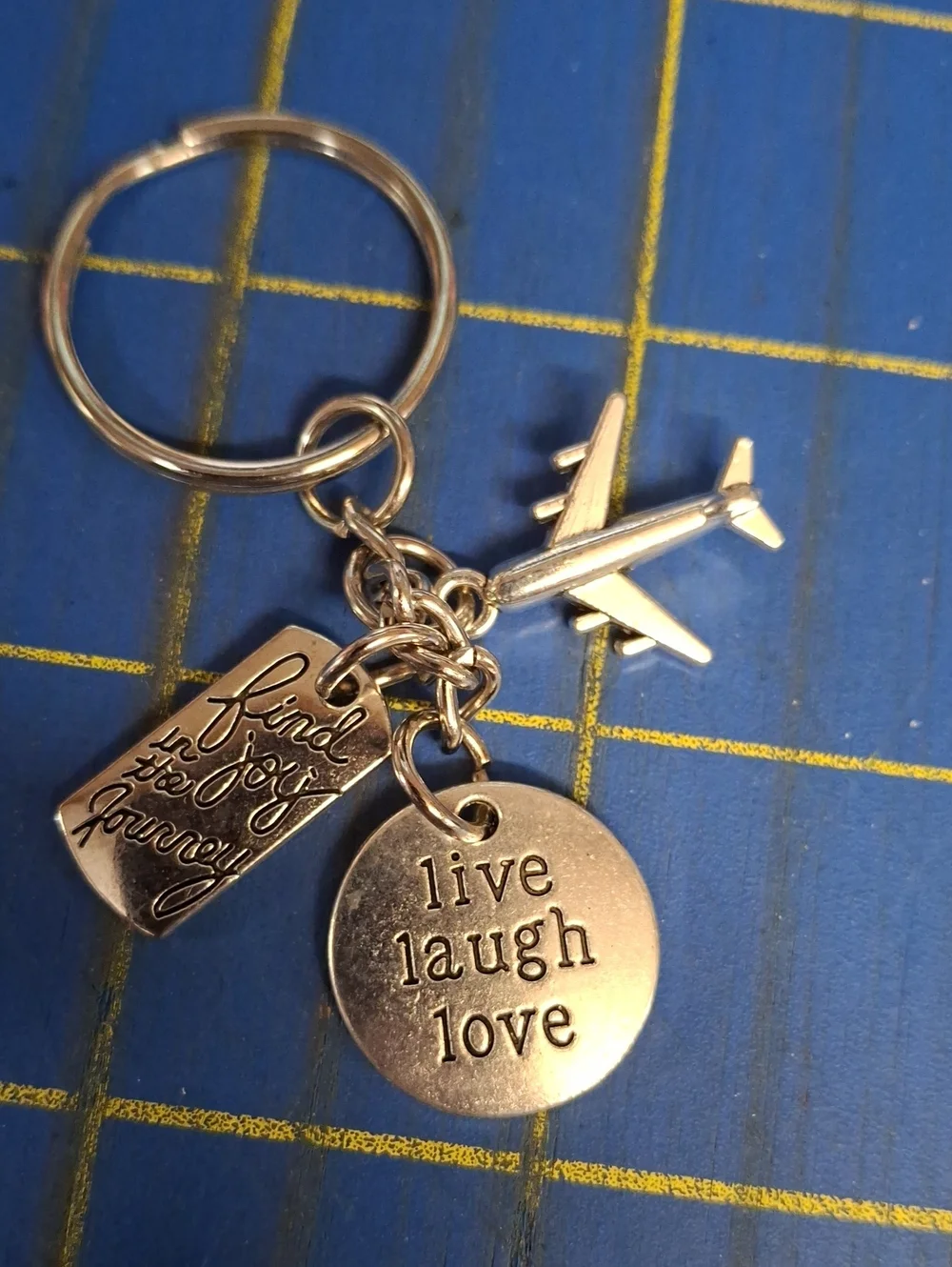 Live Laugh Love Airplane Find Joy In The JourneybSilver Keyring Purse Charm